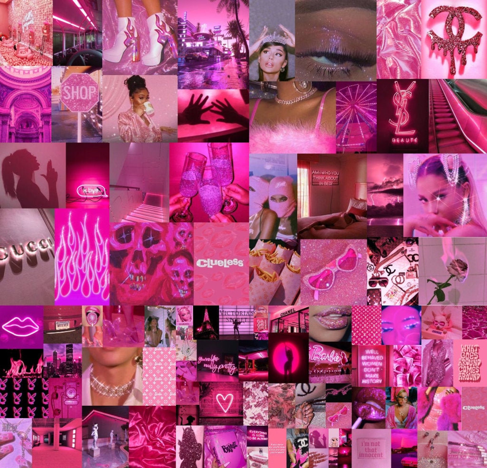 Hot Pink Collage Kit Pink Wall Collage Pink Collage Kit Etsy