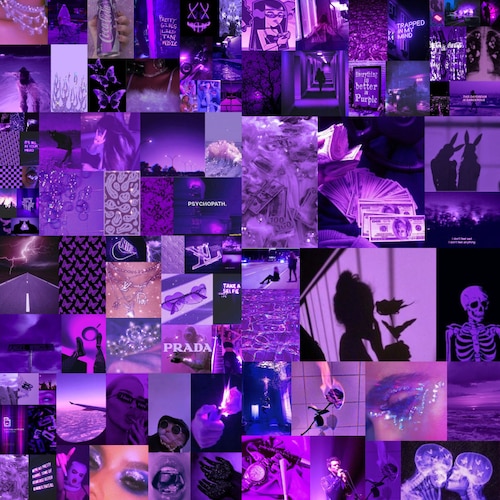 PRINTED Boujee Purple Aesthetic Photo Collage Kit Euphoria - Etsy