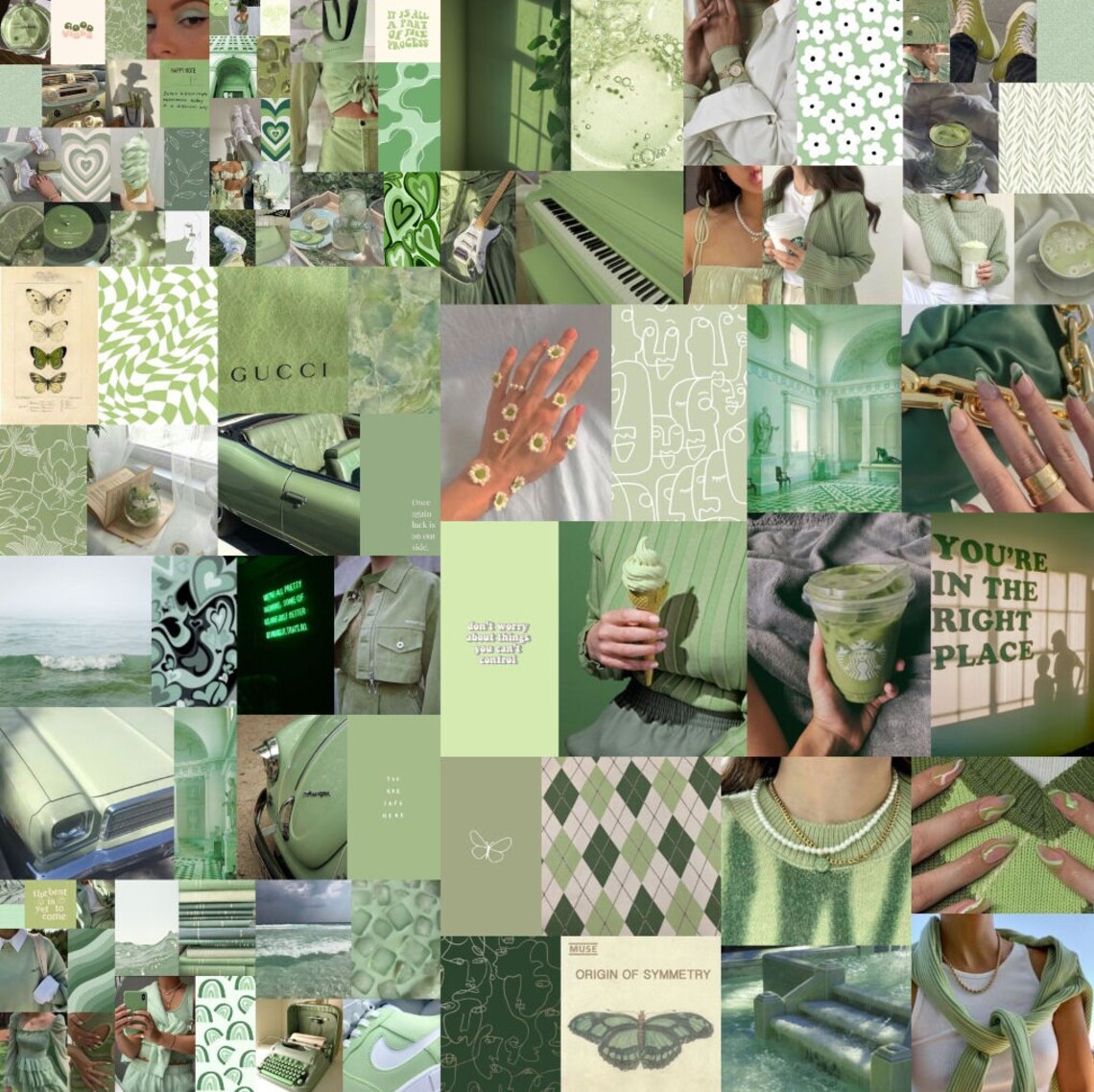 Sage Green Collage Kit Soft Green Collage Pastel Green Room - Etsy