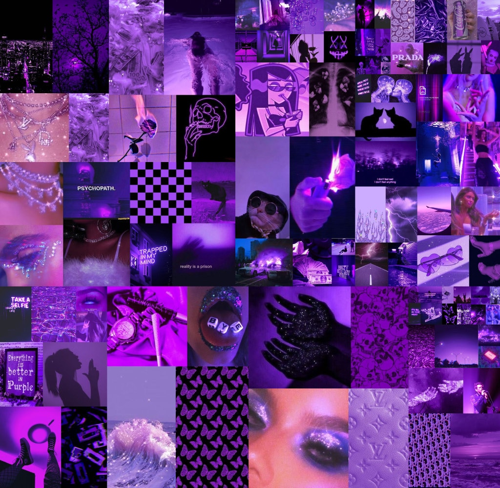 Purple Euphoria Aesthetic Photo Collage Kit Baddie Purple - Etsy