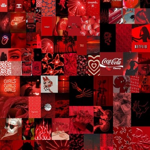 Red Collage Kit, Neon Red Wall Collage Kit, Red Grunge, Red Baddie Room ...