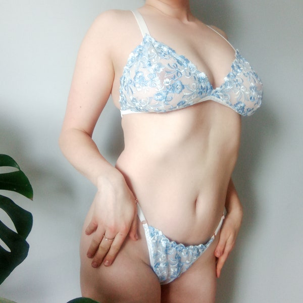 Pastel blue lingerie set