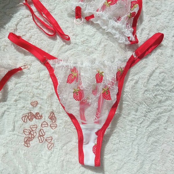 Kawaii aardbeienstring, schattige alledaagse lingerie