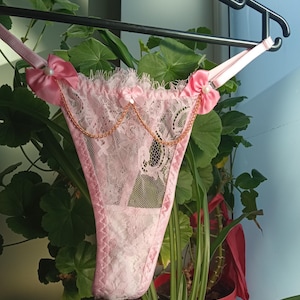 フレンチレースTバックピンク