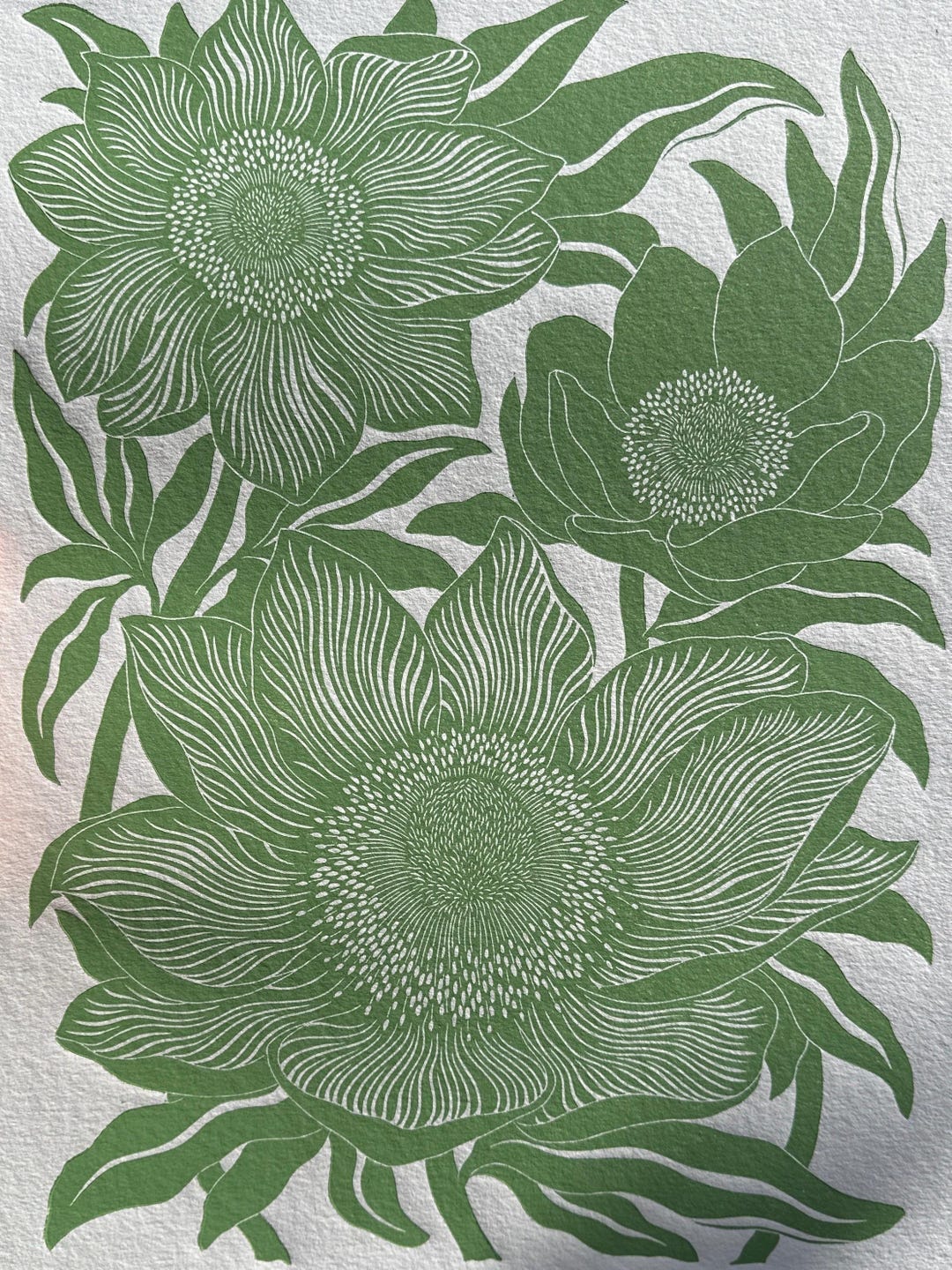 Anemone Linocut Print: Original Linocut on Textured Paper - Etsy