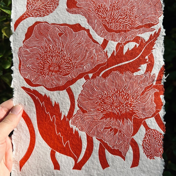 Mohnblumen in Rot (auf Büttenpapier)