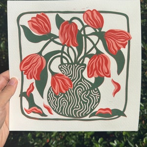 Tulipany w wibrującym wazonie V2 (Giclée)