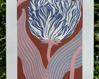 Tulip Giclée Print of Linocut Art on Fine Art Paper