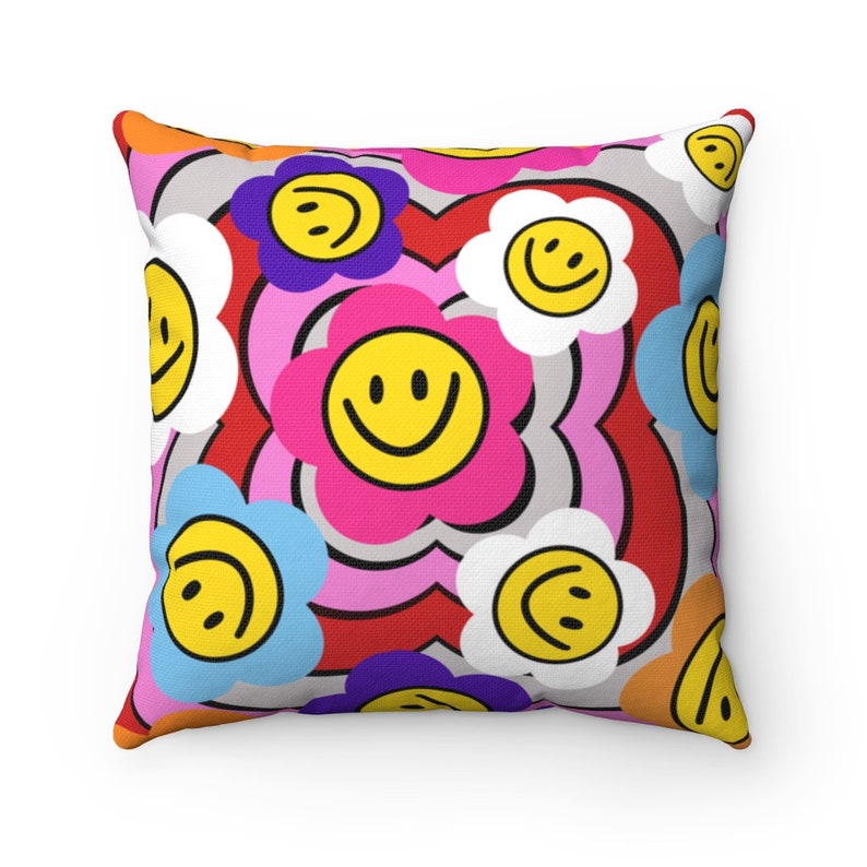 Indie Kid Smiley Face Flowers Pillow Pinterest Indie Etsy