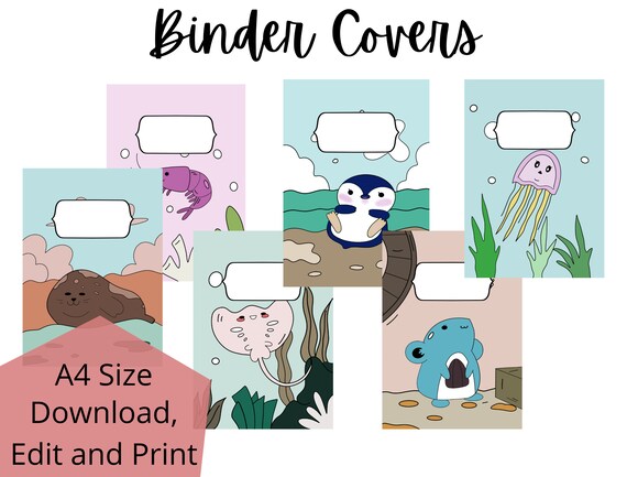Binder Cover Printable cute Binder Inserts Kawaii Binder - Etsy