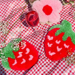 Tufted Strawberry Wall Hanging: MADE TO ORDER