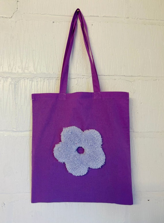 Purple Tote With Tufted Lilac Flower