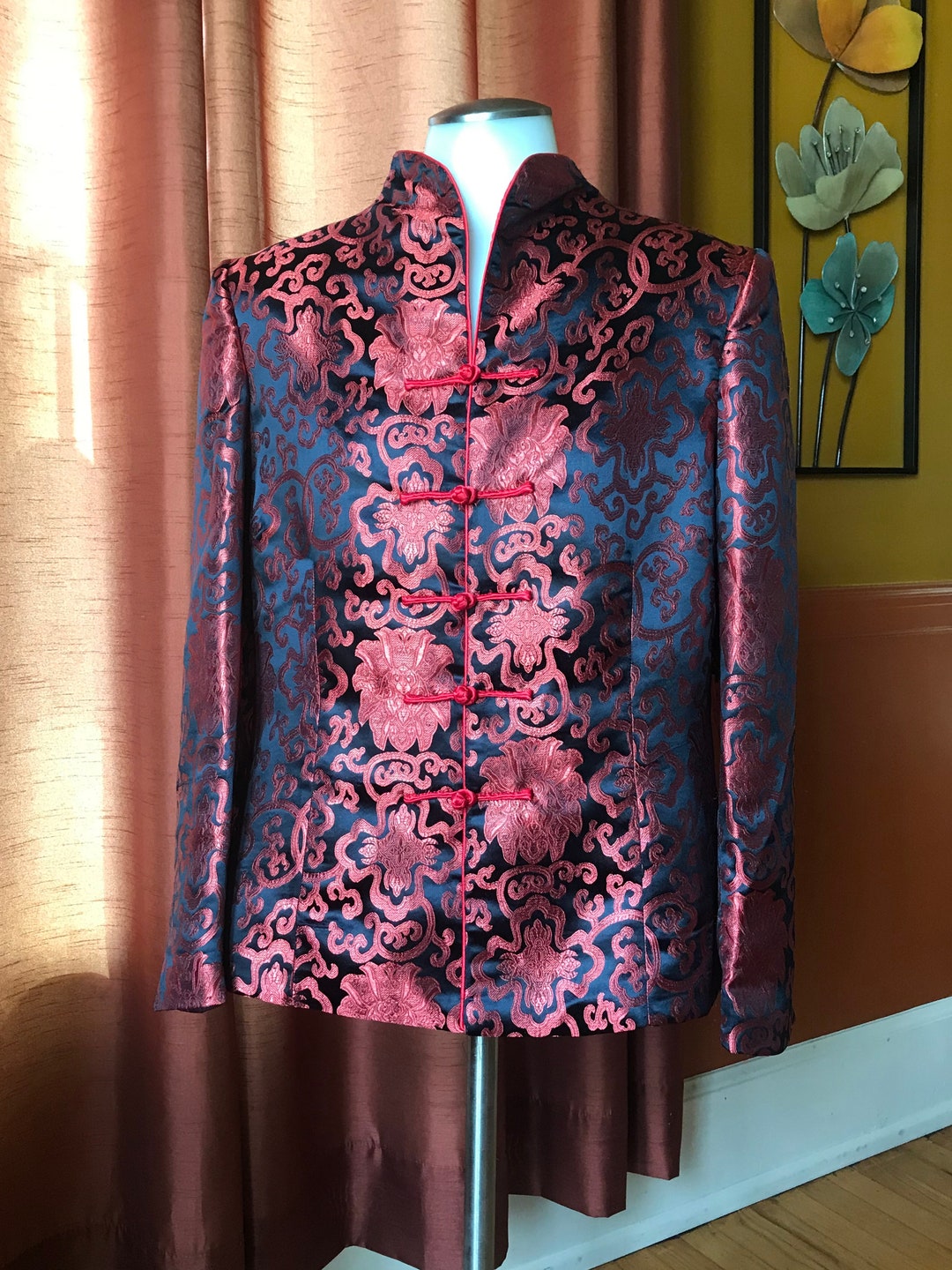 Vintage Mandarin Collar Jacket With Knot Buttons Etsy