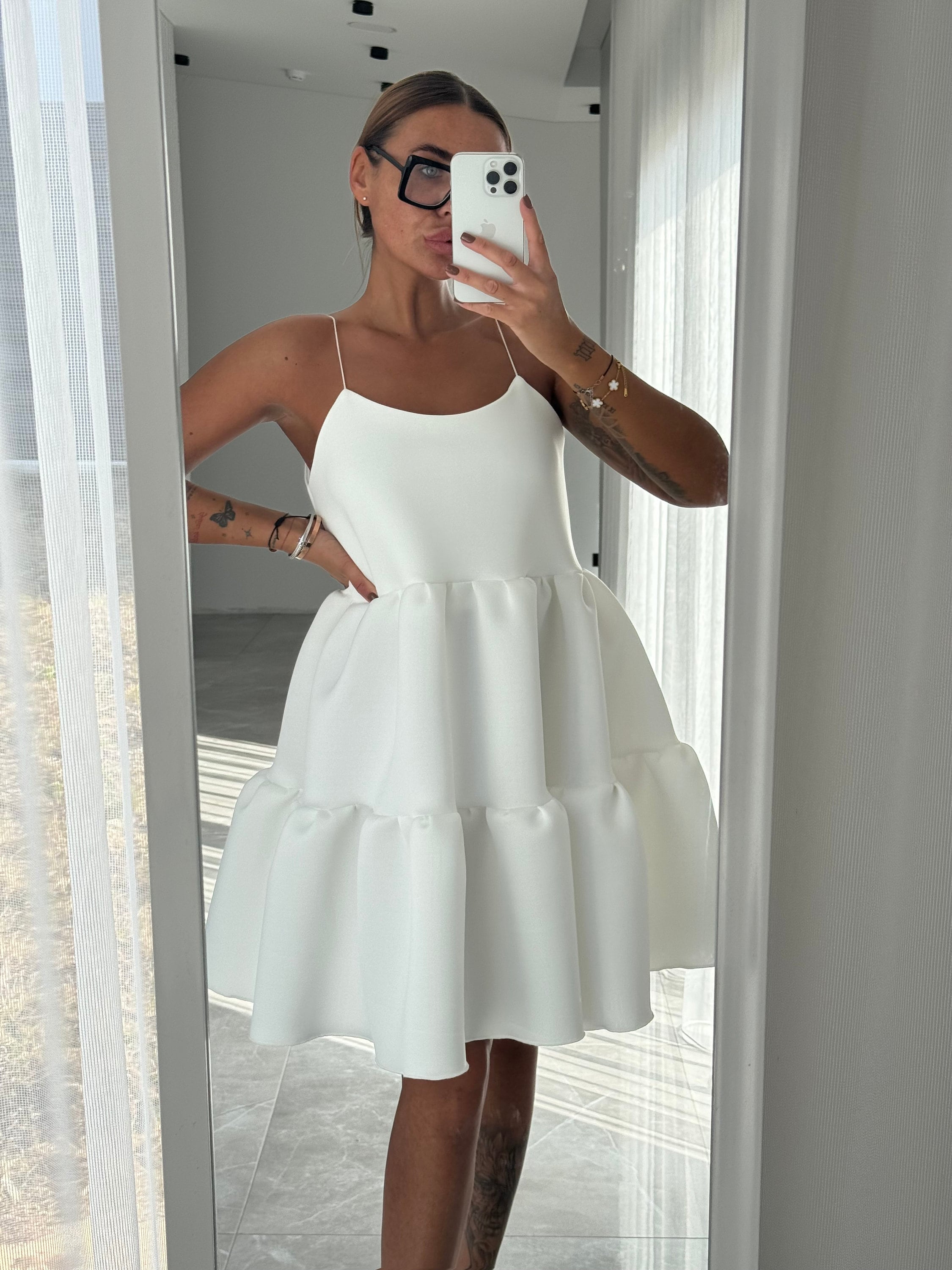 Soft White Ruffle Dress