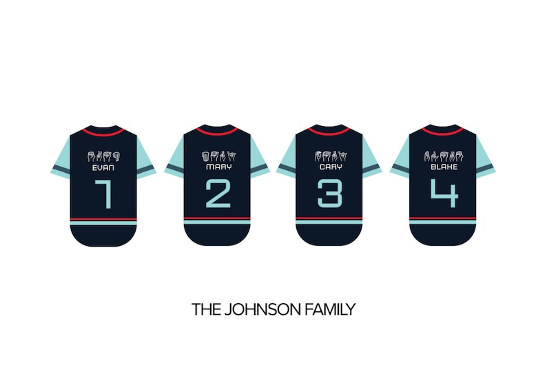 ASL Fingerspelling Inspired Hockey Team Jersey, ASL Sports, Hockey Jersey Art, Hockey Jersey