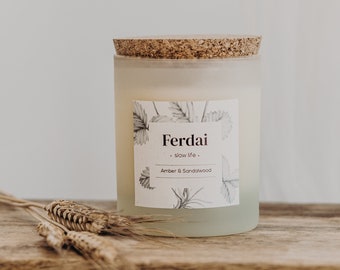 Sojawas geurkaars, Organische hand gegoten kaars, Amber en sandelhout kaars, Herfst kaarsen, Housewarming cadeau voor haar, Meditatie kaars