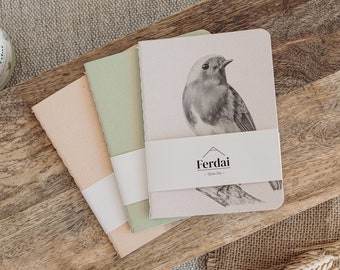 Klein notitieboekje, dierenillustratie, gerecycled papier, mooi briefpapier