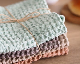 Pak linnen keukenhanddoeken, Linnen wafel placemats, Linnen doeken voor keuken, Keuken rustiek linnen