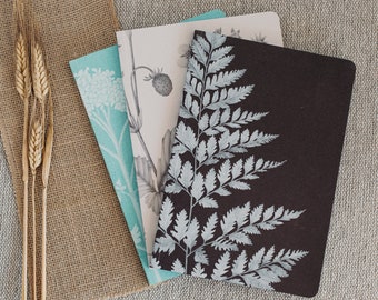 Botanisch groot notitieboek, Bloem bedrukte notitieboekjes, biologisch briefpapier, duurzame notitieboekjes, notitieboekjes van gerecycled papier, notitieboek met witte pagina
