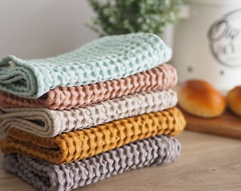 Mantel individual de lino tipo gofre, Paños cocina colores pastel, Servilletas de lino tipo gofre, Cocina Rustica, Decoracion tipo rural