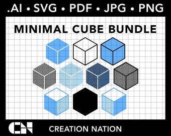 Minimal Cube Bundle- Cuttable files for vinyl cutter instant digital download