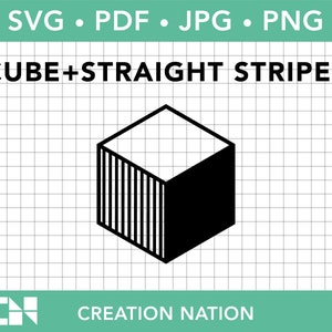 Minimal Cube with Straight Stripes- Cuttable SVG file for vinyl cutters