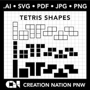 Game tetris pixel bricks pieces with black shadow Vector Image