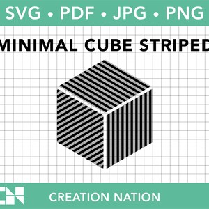 Minimal Striped Cube- Cuttable SVG file for vinyl cutters