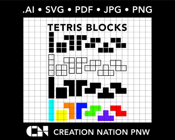 Tetris Shape Bundle-Cuttable Files for Vinyl Cutters Instant Digital Download