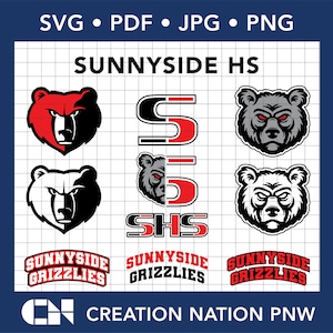 Sunnyside SHS Grizzlies SVG Yakima Valley Washington High School Cuttable files for Vinyl Cutter