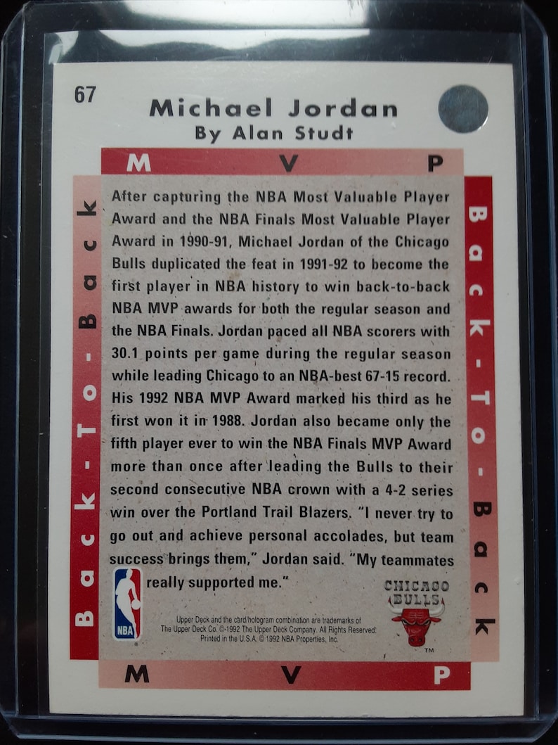 Michael Jordan Back To Back Mvp Card Value
