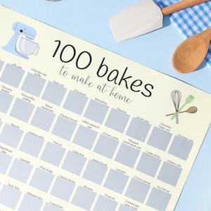 100 Bakes Scratch Off Poster | Baking Bucket List | Recipe Links Included | A2 and A3