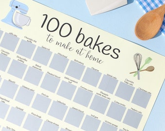 100 pâtisseries affiche à gratter | Liste des plats à emporter | Liens de recette inclus | A2 et A3