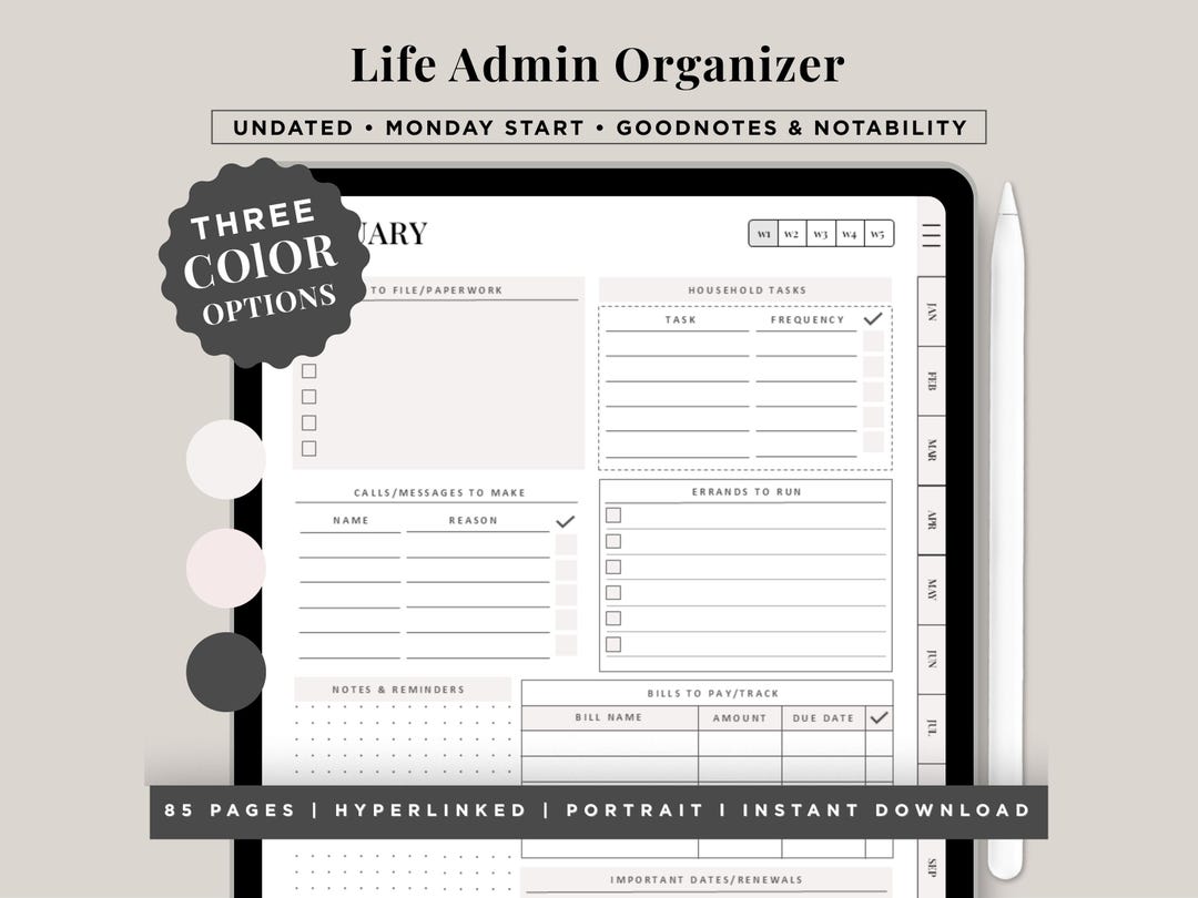 Weekly Digital Planner | Multitask Organizer for Goodnotes & Notability ...