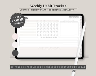 Digital Habit Tracker | Weekly Routine Planner for GoodNotes, Notability (PDF)
