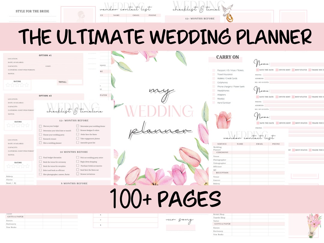 Printable Wedding Planner Pink Wedding Planner Book Digital - Etsy