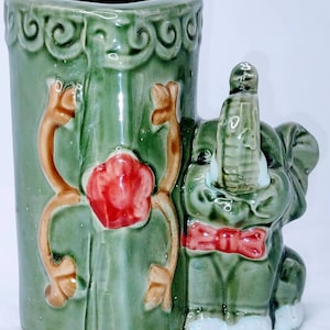 Vintage Green Luck Elephant Vase image 1