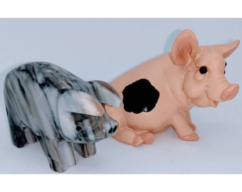 2 Cute Collectible Pig Figurines