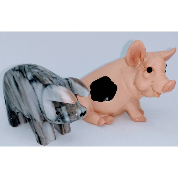 2 Cute Collectible Pig Figurines