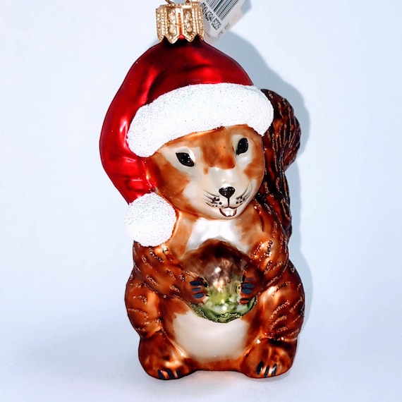 Hand Blown Polish Glass Squirrel Ornament