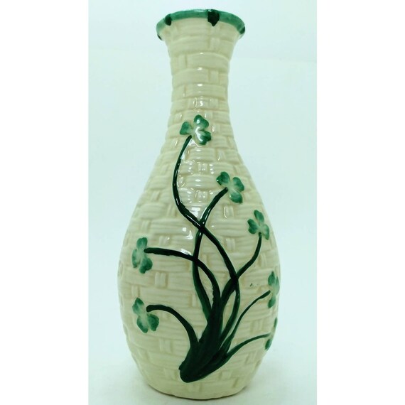 Basket Weave and Shamrocks Vase Small