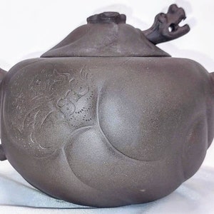 Chinese Yixing Zisha Clay Dragon Teapot Vintage 50s