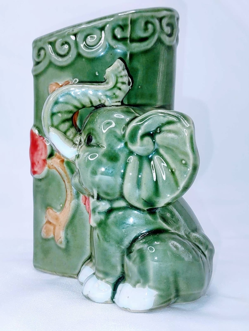 Vintage Green Luck Elephant Vase image 2