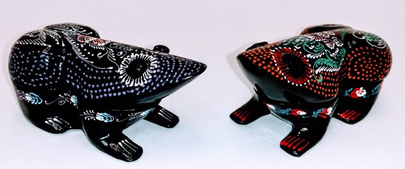 Frog Trinket Boxes Hand Painted set of 2