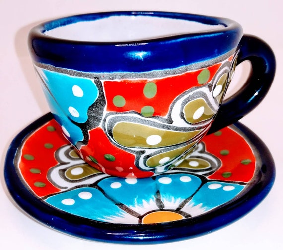 Small Hand Painted Mexican Tea Cup