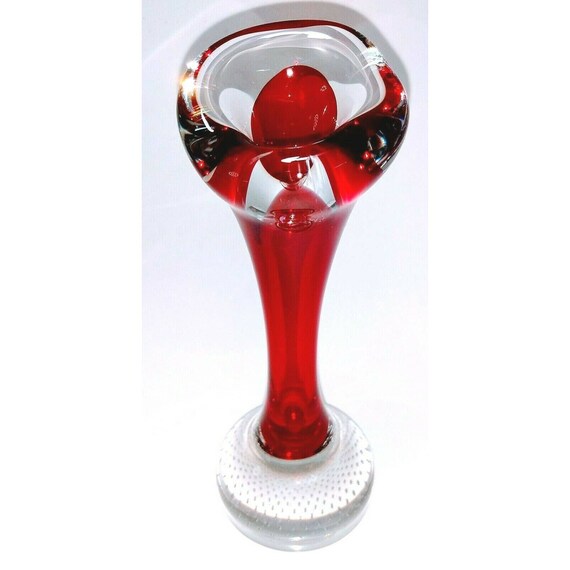 Swedish Art Glass Red Jack In The Pulpit Vase