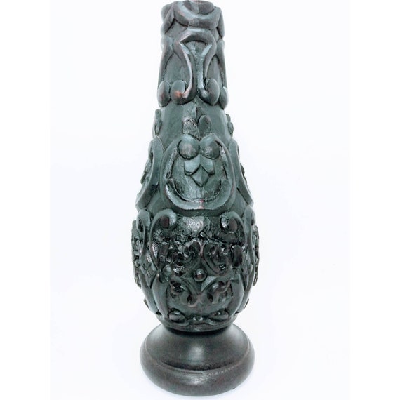 Vintage Hand Carved 12 in. Wood Vase