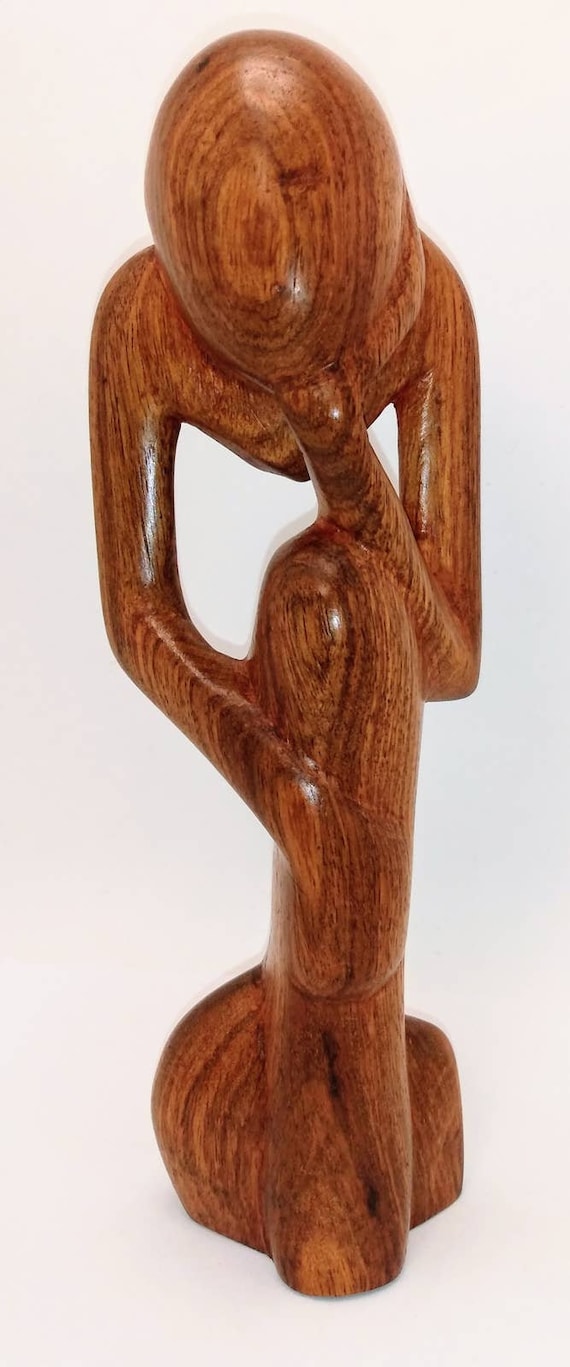 Wood Abstract Art Sculpture The Thinker