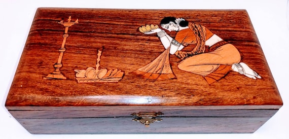 Wood Marquetry Hinged Box