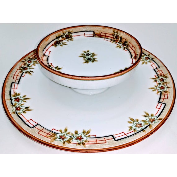 Antique Hand Painted Nippon 2 Tier Dish
